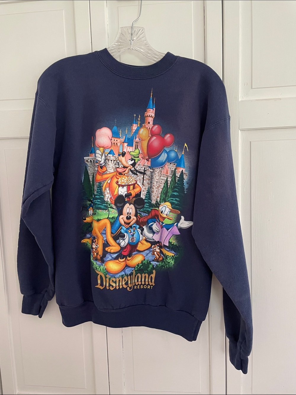 Hanes Navy Disneyland Graphic Crewneck Sweatshirt Circa 2013